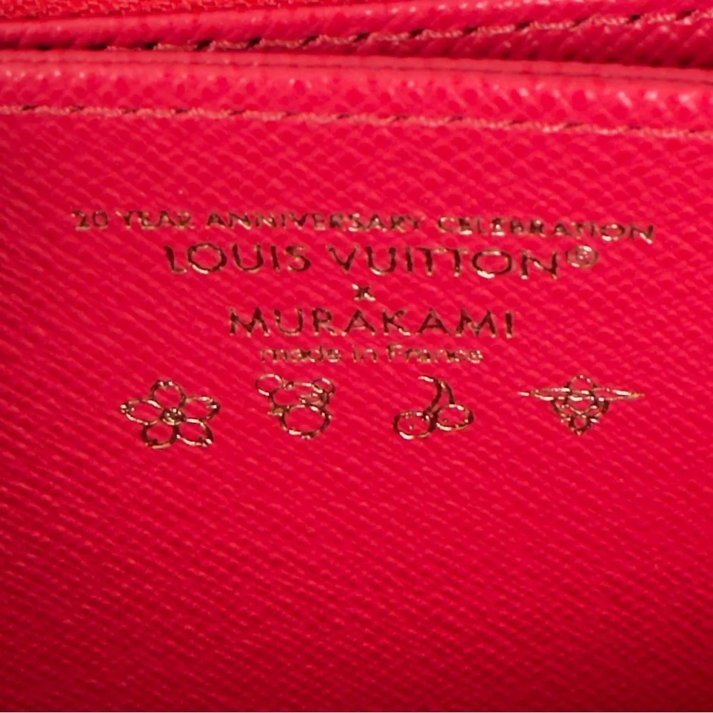 Louis Vuitton Takashi Murakami Cherry Cerise White Monogram Wallet COA M14240